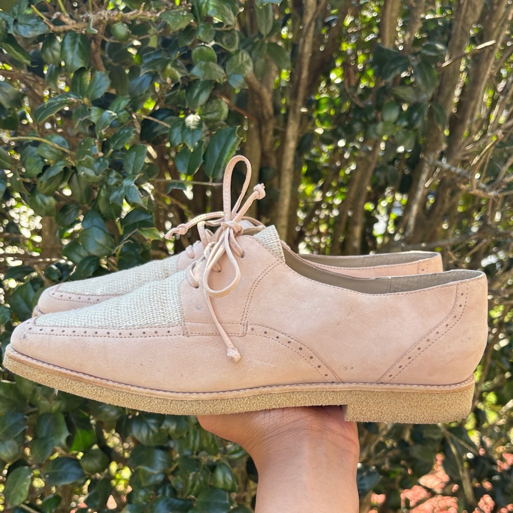 Vintage Jones New York Beige Pale Pink Leather Oxfords
